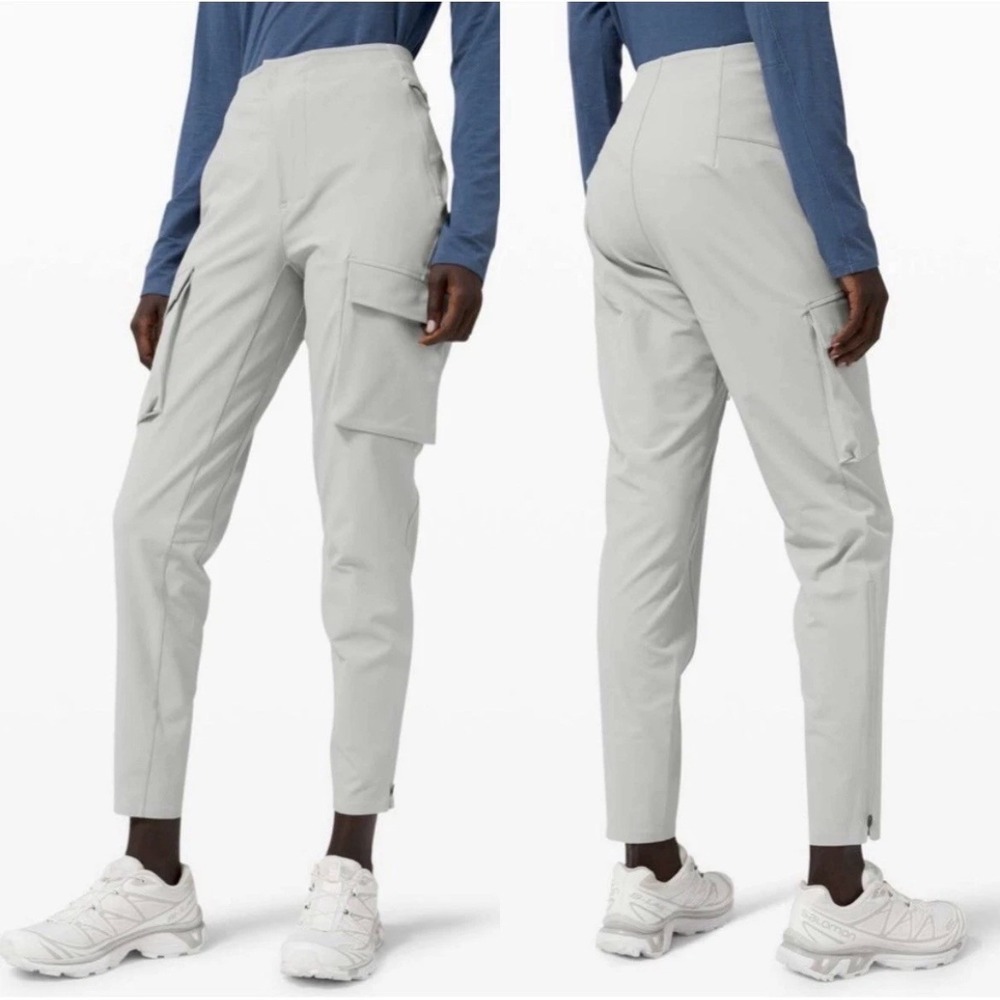 Lululemon LAB Reykur Cargo Pants Women's 10 Gray Sild Utility Tech Zipper‎ Ankle